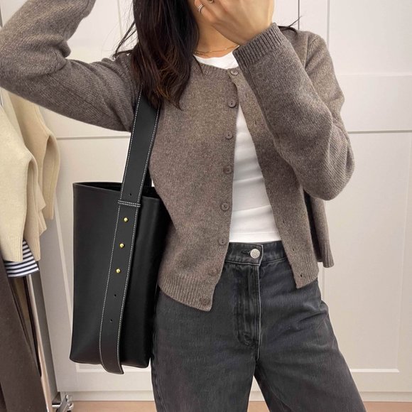 Jolina Leather Bucket Tote - Black - Picture 3 of 13